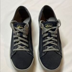 Ahnu Men’s Stockton Canvas Leather Oxford Navy/Gray Shoes Size 10